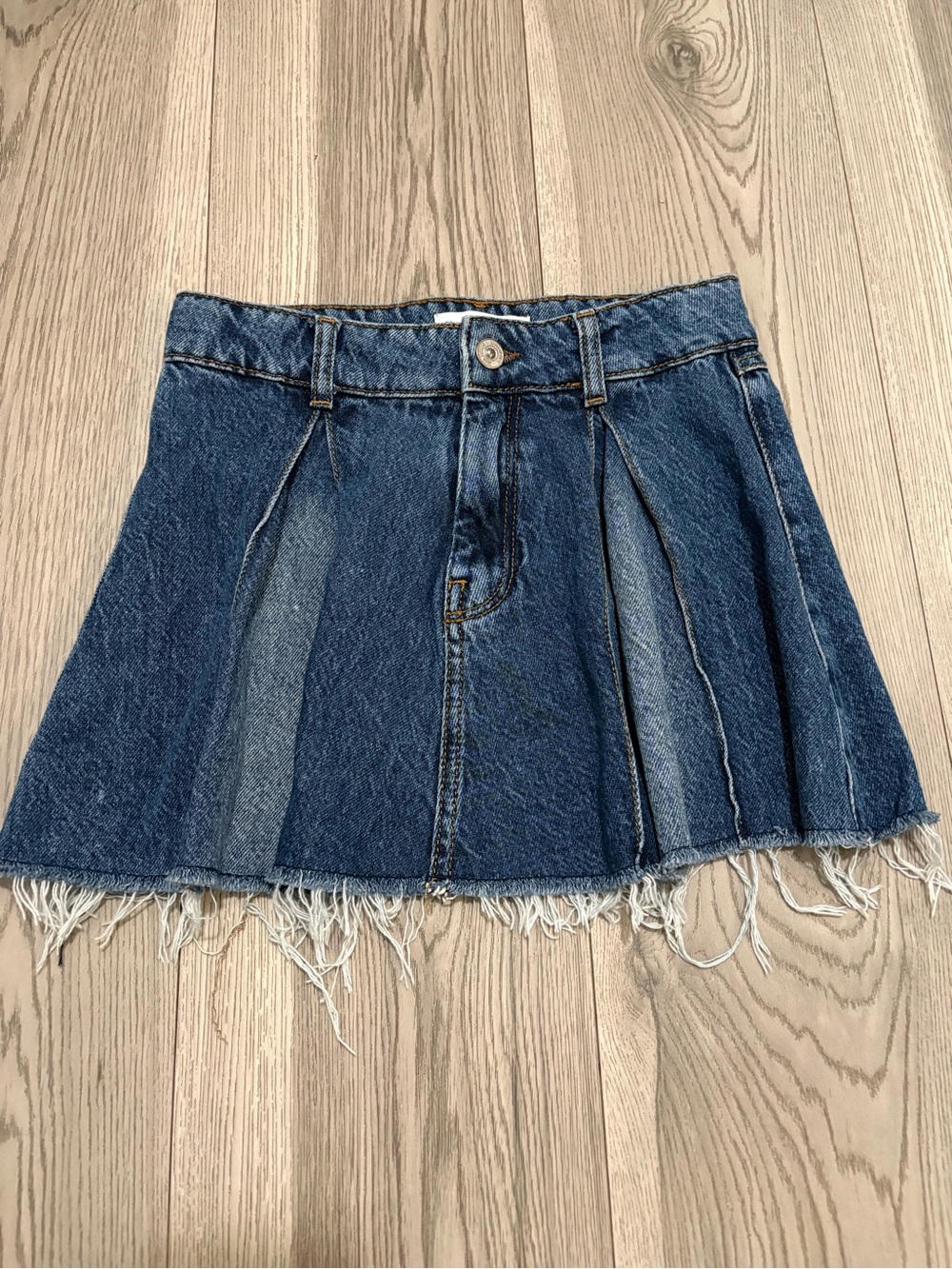 Zara Kids Distressed Denim Mini Skirt Size 9